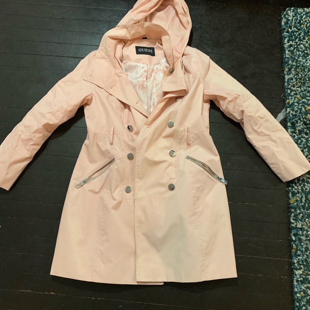 Guess Pink Hooded Trench Coat